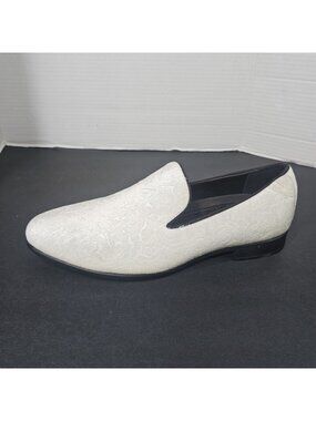 Hugo Vitelli Mens Dress Shoes Size 9 Velour Classic Slip-On White